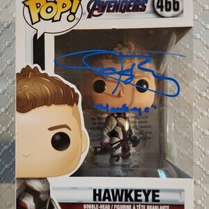 Jeremy Renner signed Funko Pop! Avengers Endgame #466 Hawkeye w/COA